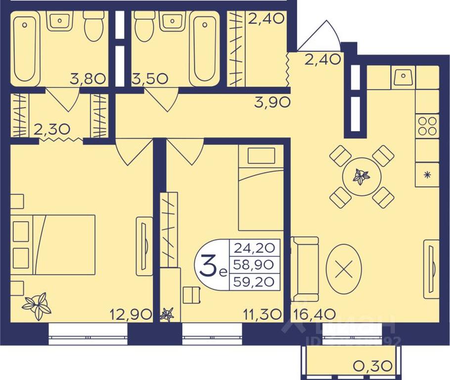 2-BD Apartment Sale, 59.3 sq. m. at Geroev, prospekt Geroyev, Zheleznodorozhny Microdistrict, Balashikha, Moscow Region, Russia #1 2-BD Apartment Sale, 59.3 sq. m. at Geroev, prospekt Geroyev, Zheleznodorozhny Microdistrict, Balashikha, Moscow Region, Russia #1