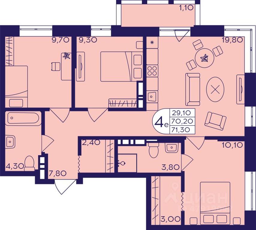 3-BD Apartment Sale, 71.3平方米 at Geroev, prospekt Geroyev, Zheleznodorozhny Microdistrict, Balashikha, Moscow Region, Russia #1 3-BD Apartment Sale, 71.3平方米 at Geroev, prospekt Geroyev, Zheleznodorozhny Microdistrict, Balashikha, Moscow Region, Russia #1