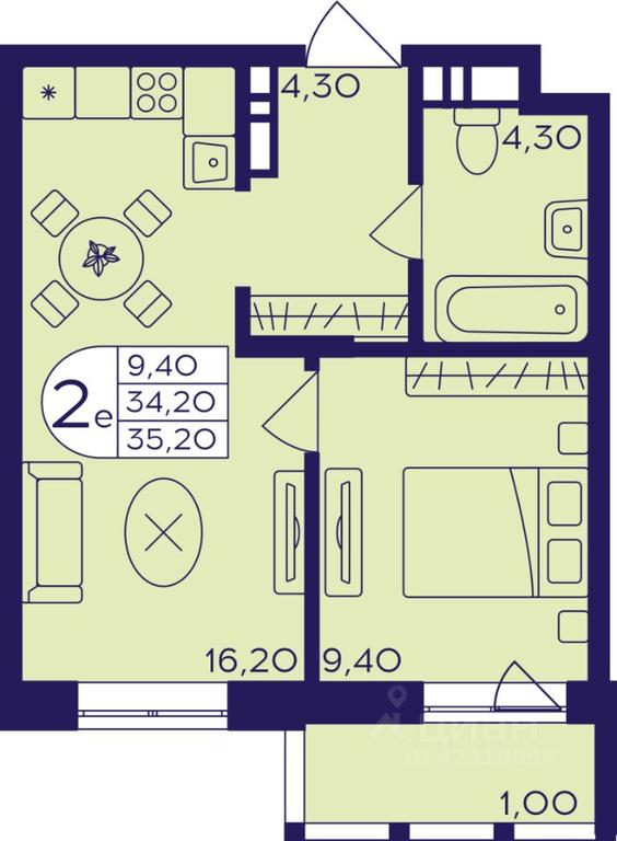 Продажа 1-комн. квартиры, 35,2 м² в ЖК «Героев», проспект Героев, микрорайон Железнодорожный, Балашиха, Московская область, Россия #1
