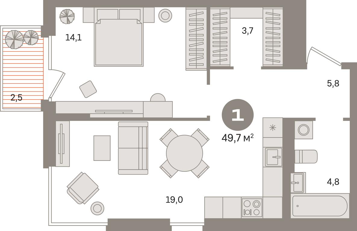 1-BD Apartment Sale, 49.7 sq. m. at Kvartal Gercena, zhiloy kompleks Kvartal Gertsena, Moscow, Russia #1 1-BD Apartment Sale, 49.7 sq. m. at Kvartal Gercena, zhiloy kompleks Kvartal Gertsena, Moscow, Russia #1