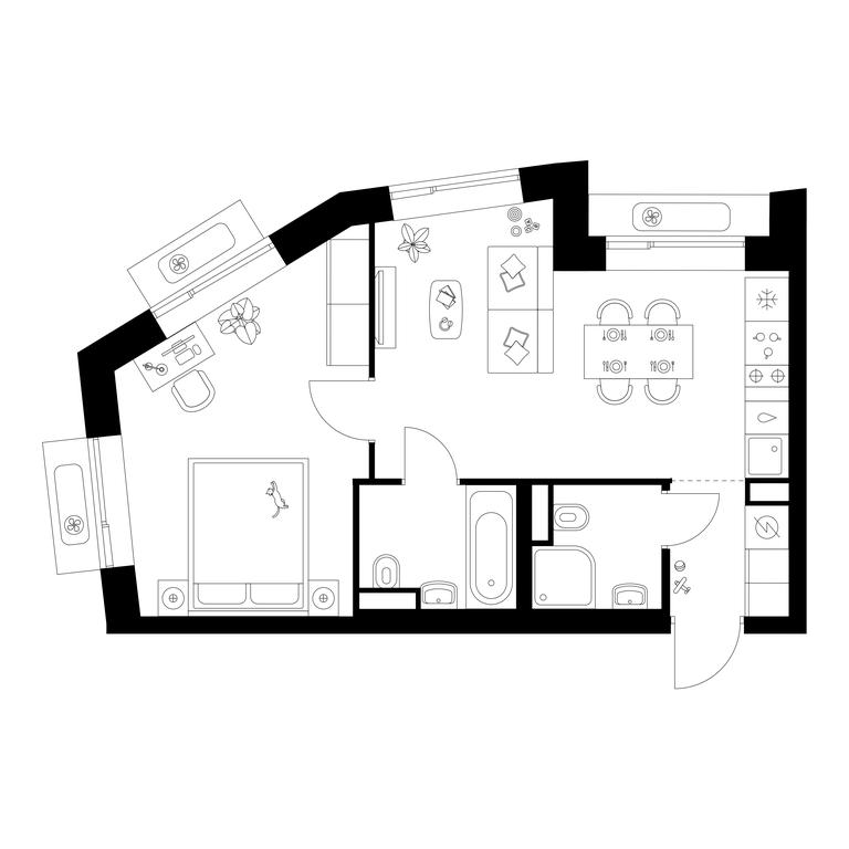 1-BD Apartment Sale, 41.8平方米 at Salarevo Park, Salaryevskaya Street, 8к1, Moskovskiy Settlement, Moscow, Russia #1