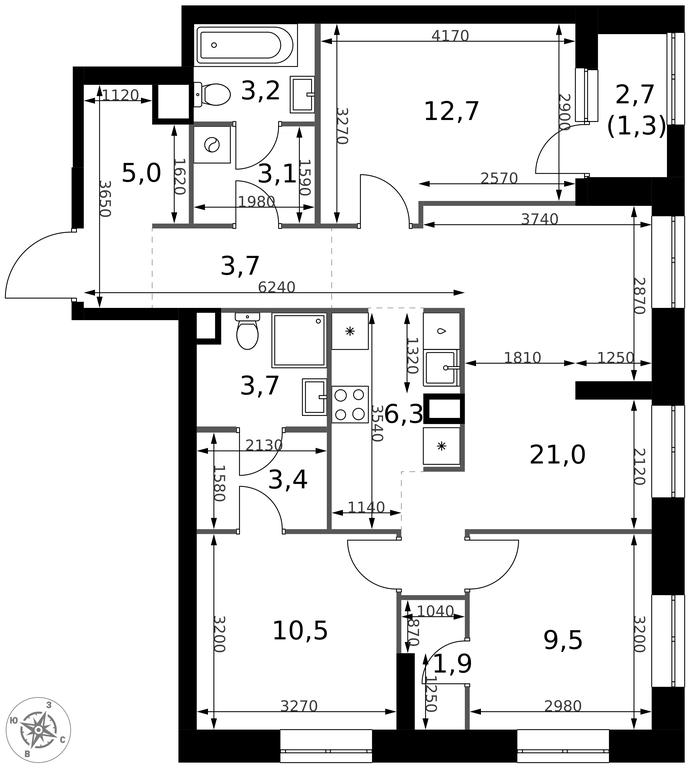 4-BD Apartment Sale, 85.3平方米 at 1 Izmajlovskij, Montazhnaya Street, 8с13, Moscow, Russia #2 4-BD Apartment Sale, 85.3平方米 at 1 Izmajlovskij, Montazhnaya Street, 8с13, Moscow, Russia #2