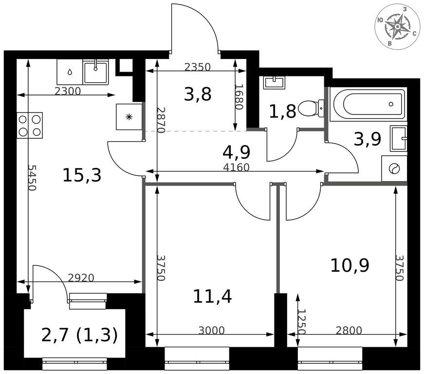2-BD Apartment Sale, 53.3平方米 at 1 Izmajlovskij, Montazhnaya Street, 8с13, Moscow, Russia #2 2-BD Apartment Sale, 53.3平方米 at 1 Izmajlovskij, Montazhnaya Street, 8с13, Moscow, Russia #2