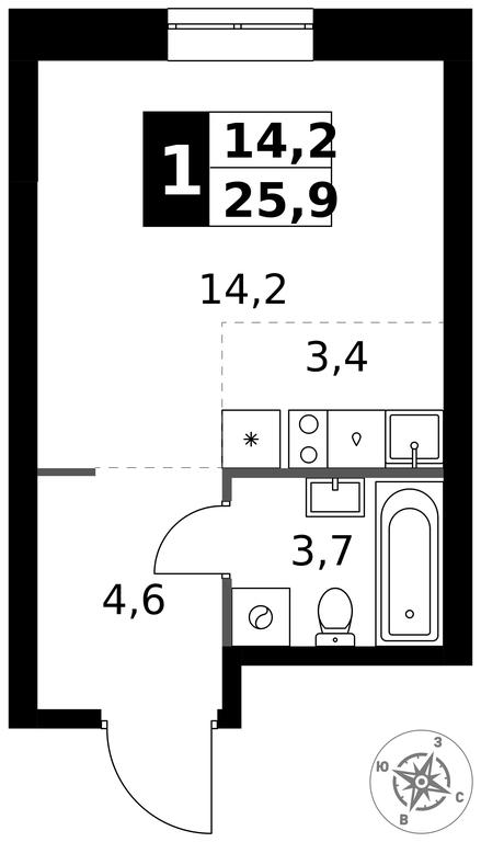 Apartment Sale, 25.9平方米 at 1 Izmajlovskij, Montazhnaya Street, 8с13, Moscow, Russia #1 Apartment Sale, 25.9平方米 at 1 Izmajlovskij, Montazhnaya Street, 8с13, Moscow, Russia #1