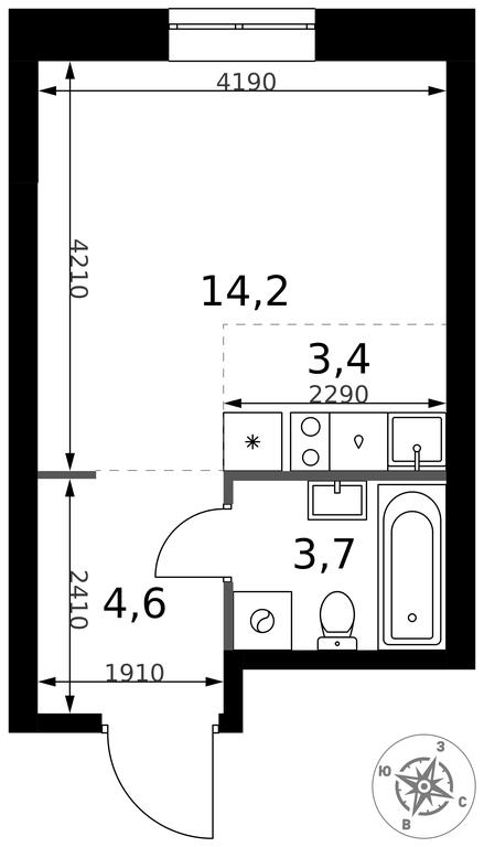 Apartment Sale, 25.9平方米 at 1 Izmajlovskij, Montazhnaya Street, 8с13, Moscow, Russia #2 Apartment Sale, 25.9平方米 at 1 Izmajlovskij, Montazhnaya Street, 8с13, Moscow, Russia #2