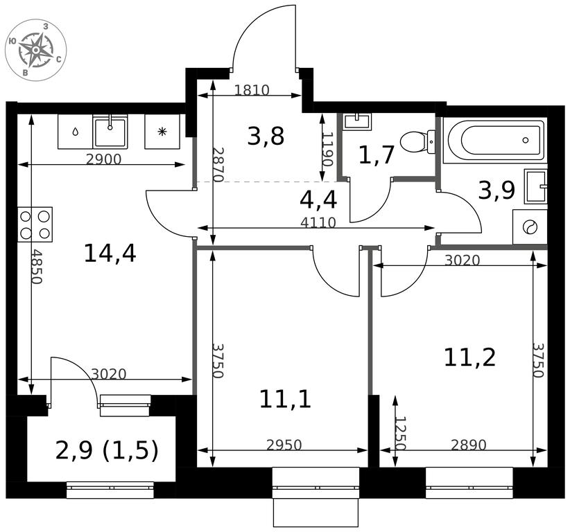 2-BD Apartment Sale, 52 sq. m. at 1 Izmajlovskij, Montazhnaya Street, 8с13, Moscow, Russia #2 2-BD Apartment Sale, 52 sq. m. at 1 Izmajlovskij, Montazhnaya Street, 8с13, Moscow, Russia #2