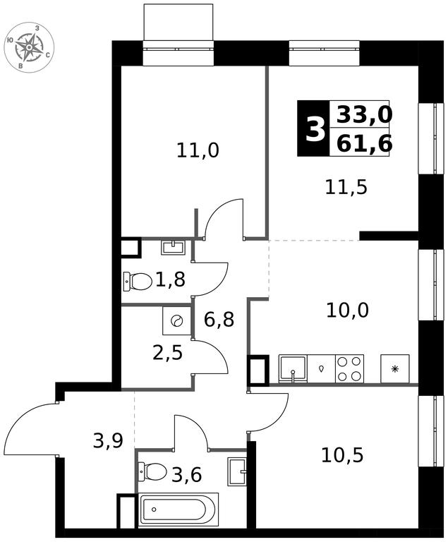 3-BD Apartment Sale, 61.6 sq. m. at 1 Izmajlovskij, Montazhnaya Street, 8с13, Moscow, Russia #1 3-BD Apartment Sale, 61.6 sq. m. at 1 Izmajlovskij, Montazhnaya Street, 8с13, Moscow, Russia #1