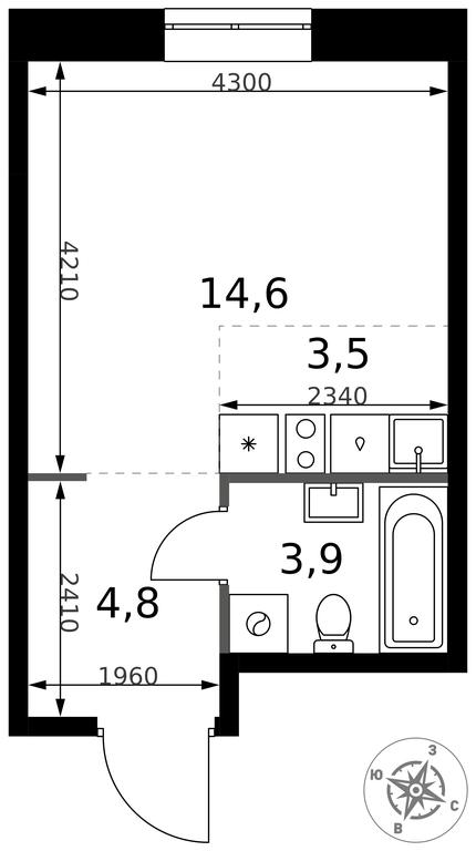 Apartment Sale, 26.8平方米 at 1 Izmajlovskij, Montazhnaya Street, 8с13, Moscow, Russia #2