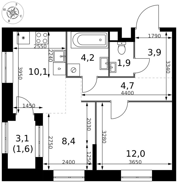 2-BD Apartment Sale, 46.8平方米 at 1 Izmajlovskij, Montazhnaya Street, 8с13, Moscow, Russia #2 2-BD Apartment Sale, 46.8平方米 at 1 Izmajlovskij, Montazhnaya Street, 8с13, Moscow, Russia #2