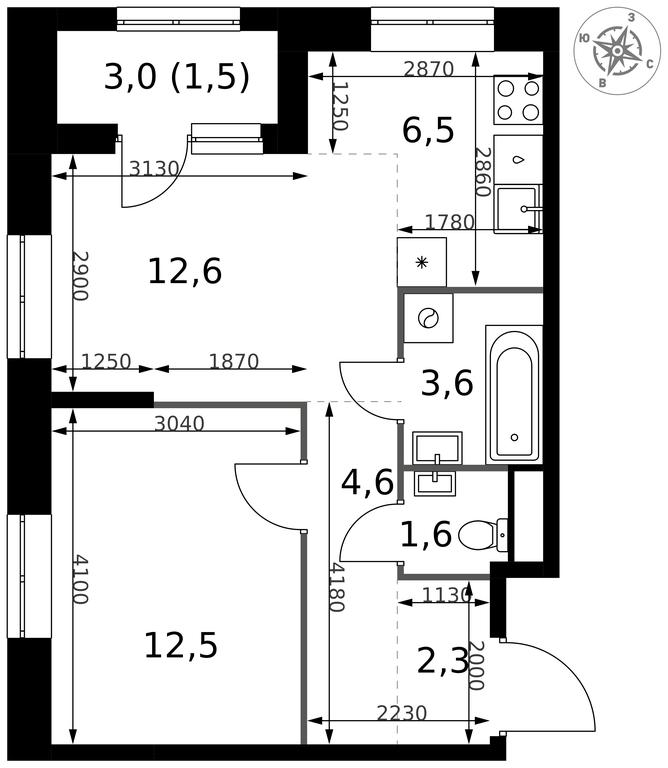 2-BD Apartment Sale, 45.2 sq. m. at 1 Izmajlovskij, Montazhnaya Street, 8с13, Moscow, Russia #2 2-BD Apartment Sale, 45.2 sq. m. at 1 Izmajlovskij, Montazhnaya Street, 8с13, Moscow, Russia #2