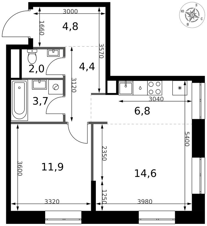 2-BD Apartment Sale, 48.2 sq. m. at 1 Izmajlovskij, Montazhnaya Street, 8с13, Moscow, Russia #2 2-BD Apartment Sale, 48.2 sq. m. at 1 Izmajlovskij, Montazhnaya Street, 8с13, Moscow, Russia #2