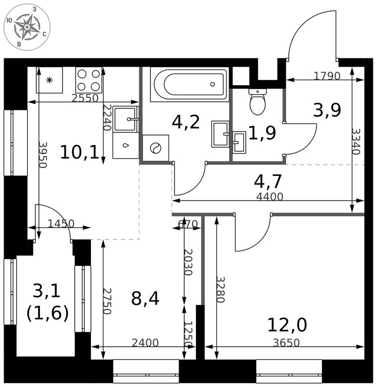 2-BD Apartment Sale, 46.8 sq. m. at 1 Izmajlovskij, Montazhnaya Street, 8с13, Moscow, Russia #2 2-BD Apartment Sale, 46.8 sq. m. at 1 Izmajlovskij, Montazhnaya Street, 8с13, Moscow, Russia #2