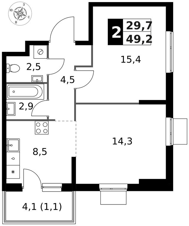 2-BD Apartment Sale, 49.2 sq. m. at 1 Izmajlovskij, Montazhnaya Street, 8с13, Moscow, Russia #1 2-BD Apartment Sale, 49.2 sq. m. at 1 Izmajlovskij, Montazhnaya Street, 8с13, Moscow, Russia #1