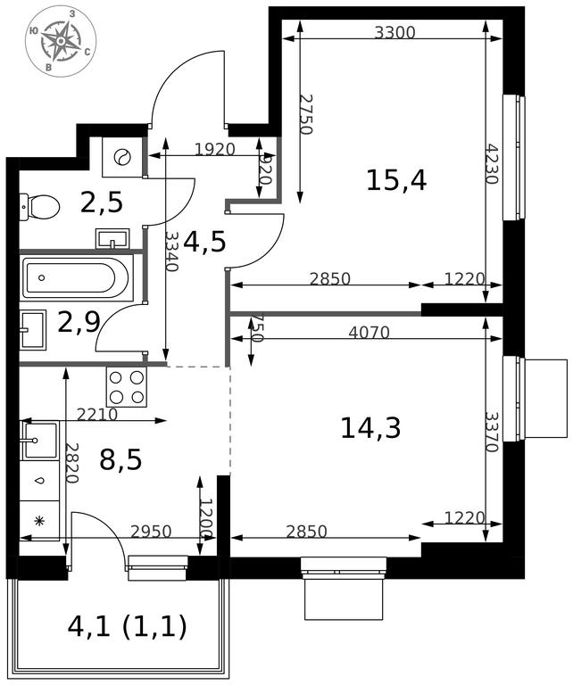 2-BD Apartment Sale, 49.2 sq. m. at 1 Izmajlovskij, Montazhnaya Street, 8с13, Moscow, Russia #2 2-BD Apartment Sale, 49.2 sq. m. at 1 Izmajlovskij, Montazhnaya Street, 8с13, Moscow, Russia #2