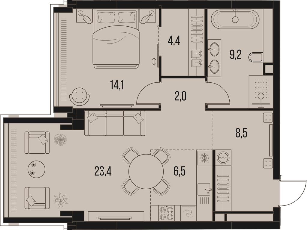 1-BD Apartment Sale, 68.1 sq. m. at High Life, Letnikovskaya Street, 11/10с1, Moscow, Russia #1