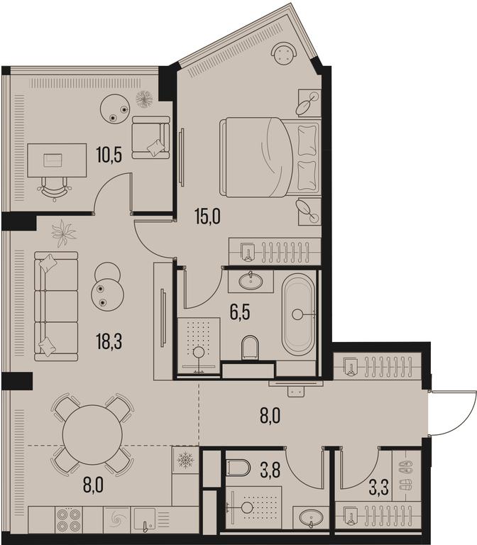 2-BD Apartment Sale, 73.5平方米 at High Life, Letnikovskaya Street, 11/10с1, Moscow, Russia #1