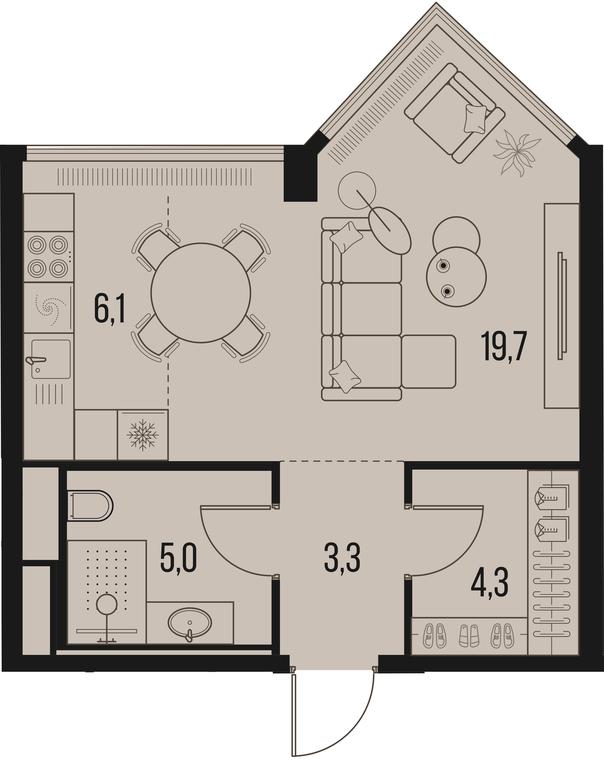 Apartment Sale, 38.4平方米 at High Life, Letnikovskaya Street, 11/10с1, Moscow, Russia #1