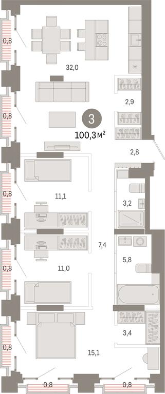 3-BD Apartment Sale, 100.3平方米 at Kvartal Metronom, Tagilskaya Street, Moscow, Russia #1 3-BD Apartment Sale, 100.3平方米 at Kvartal Metronom, Tagilskaya Street, Moscow, Russia #1