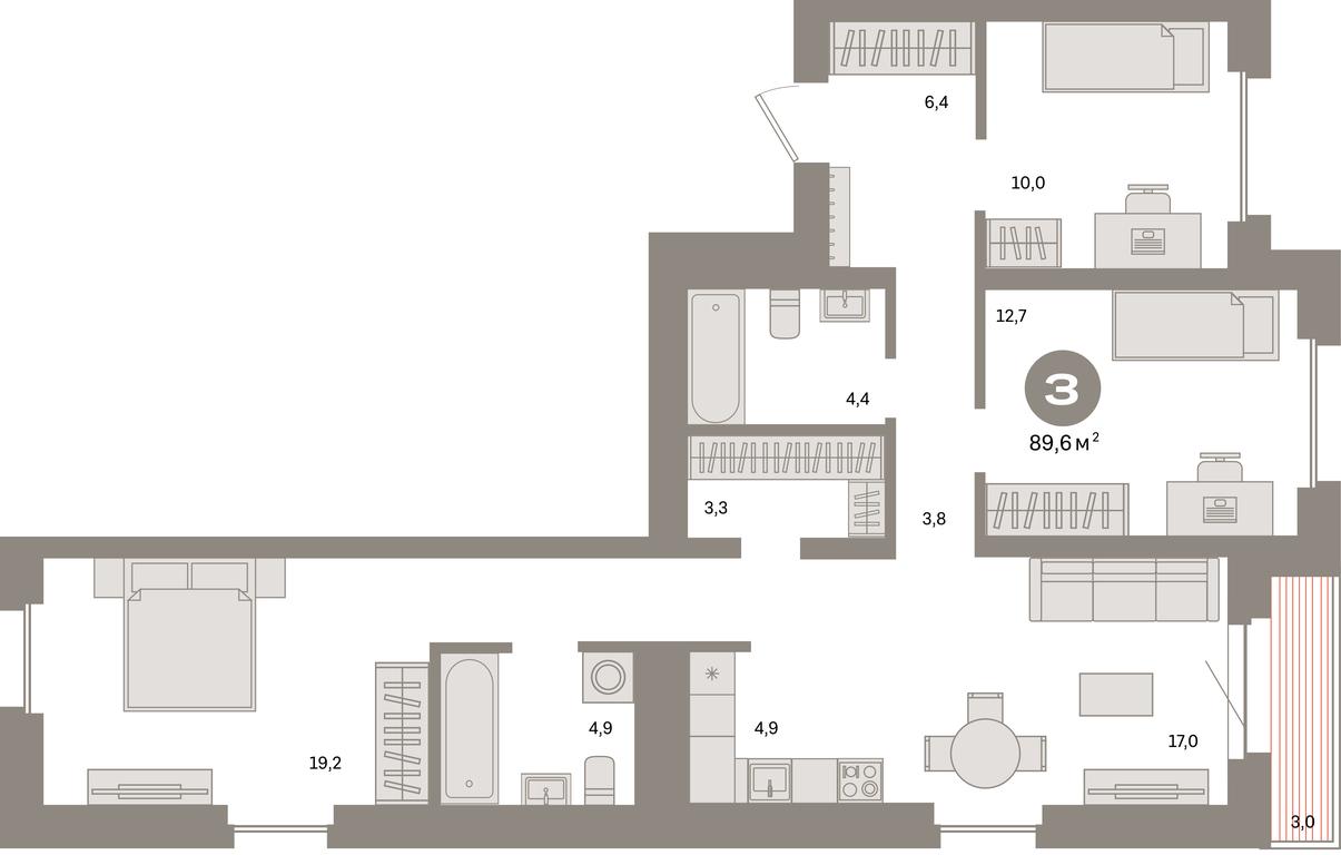 3-BD Apartment Sale, 89.6平方米 at Kvartal Metronom, Tagilskaya Street, Moscow, Russia #1 3-BD Apartment Sale, 89.6平方米 at Kvartal Metronom, Tagilskaya Street, Moscow, Russia #1