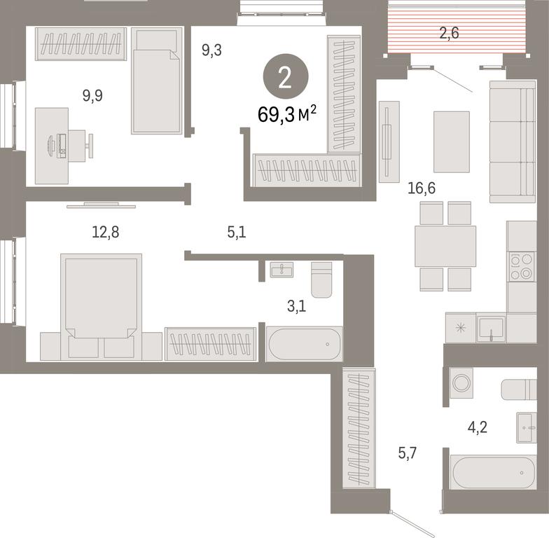 3-BD Apartment Sale, 69.3 sq. m. at Kvartal Metronom, Tagilskaya Street, Moscow, Russia #1 3-BD Apartment Sale, 69.3 sq. m. at Kvartal Metronom, Tagilskaya Street, Moscow, Russia #1