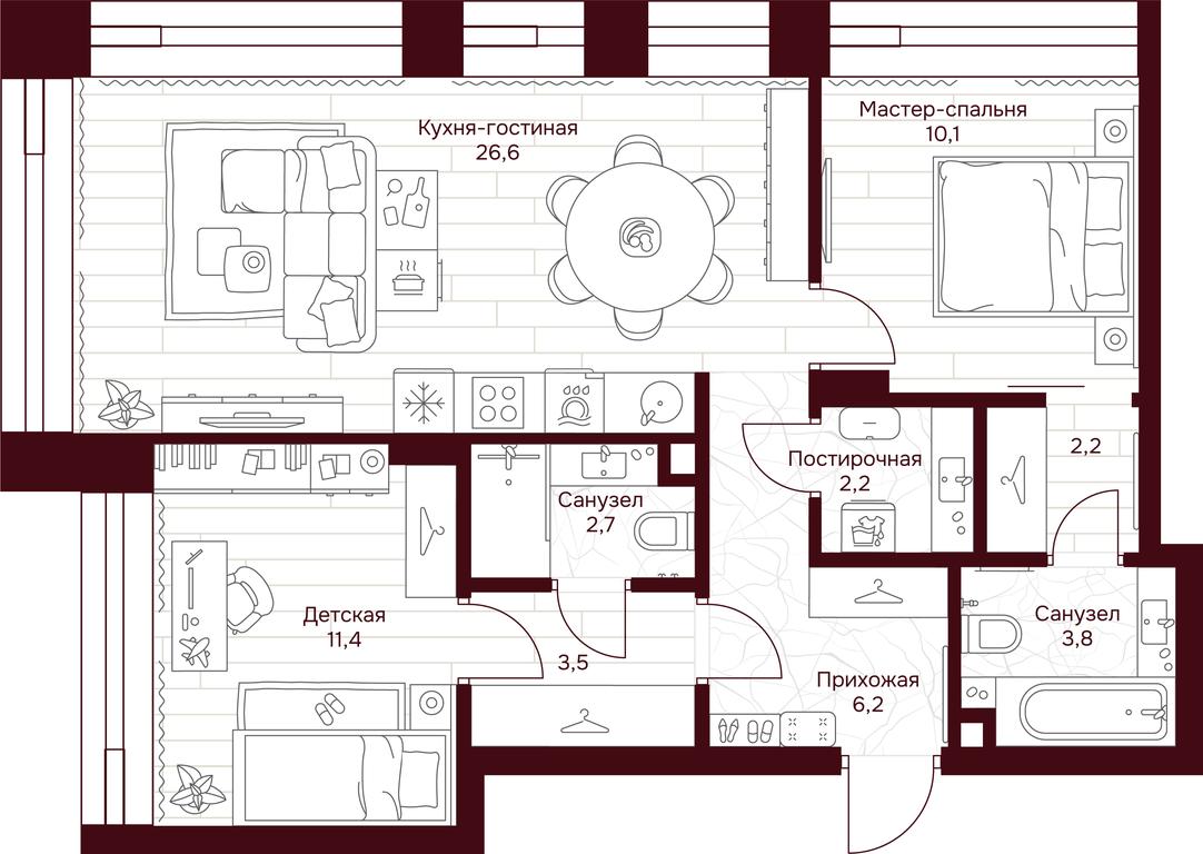 2-BD Apartment Sale, 68.2 sq. m. at Dom 7 Danilovskiy, Serpukhovsky Val Street, Moscow, Russia #1 2-BD Apartment Sale, 68.2 sq. m. at Dom 7 Danilovskiy, Serpukhovsky Val Street, Moscow, Russia #1