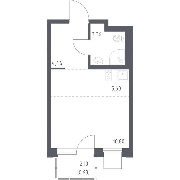 Apartment Sale, 24.65平方米 at Novoe Vnukovo, kvartal № 38, Kokoshkino Settlement, Moscow, Russia #1