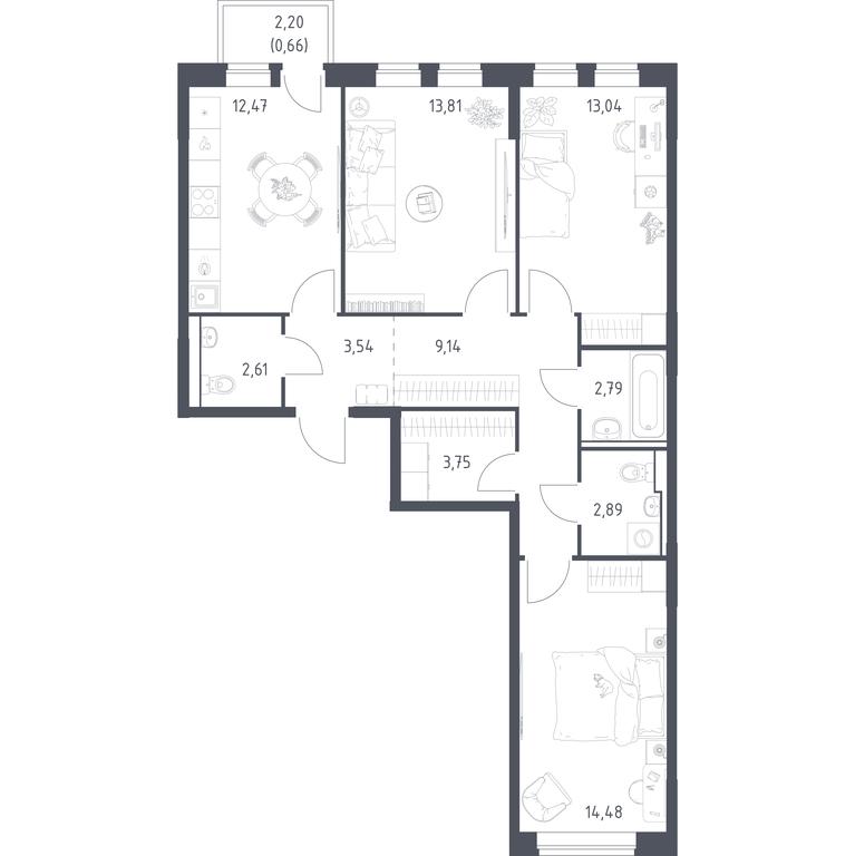 2-BD Apartment Sale, 79.18 sq. m. at Prigorod Lesnoe, Molodyozhny bulvar, 6, derevnya Misaylovo, Leninskiy City District, Moscow Region, Russia #1 2-BD Apartment Sale, 79.18 sq. m. at Prigorod Lesnoe, Molodyozhny bulvar, 6, derevnya Misaylovo, Leninskiy City District, Moscow Region, Russia #1