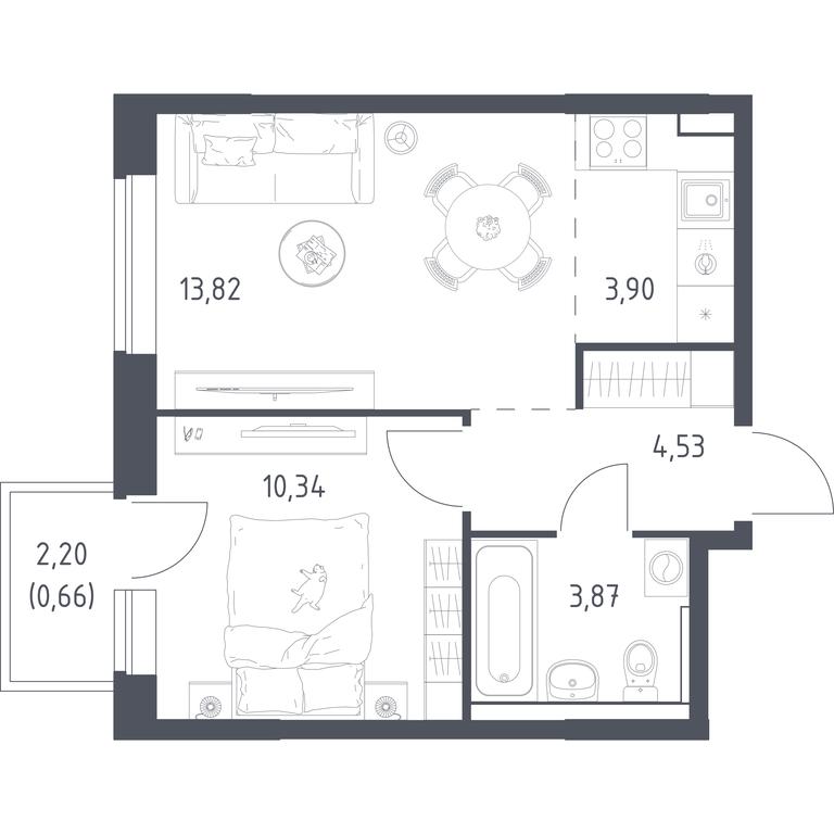 Продажа квартиры, 37,12 м² в ЖК «Пригород Лесное», Молодёжный бульвар, 6, деревня Мисайлово, Ленинский городской округ, Московская область, Россия #1