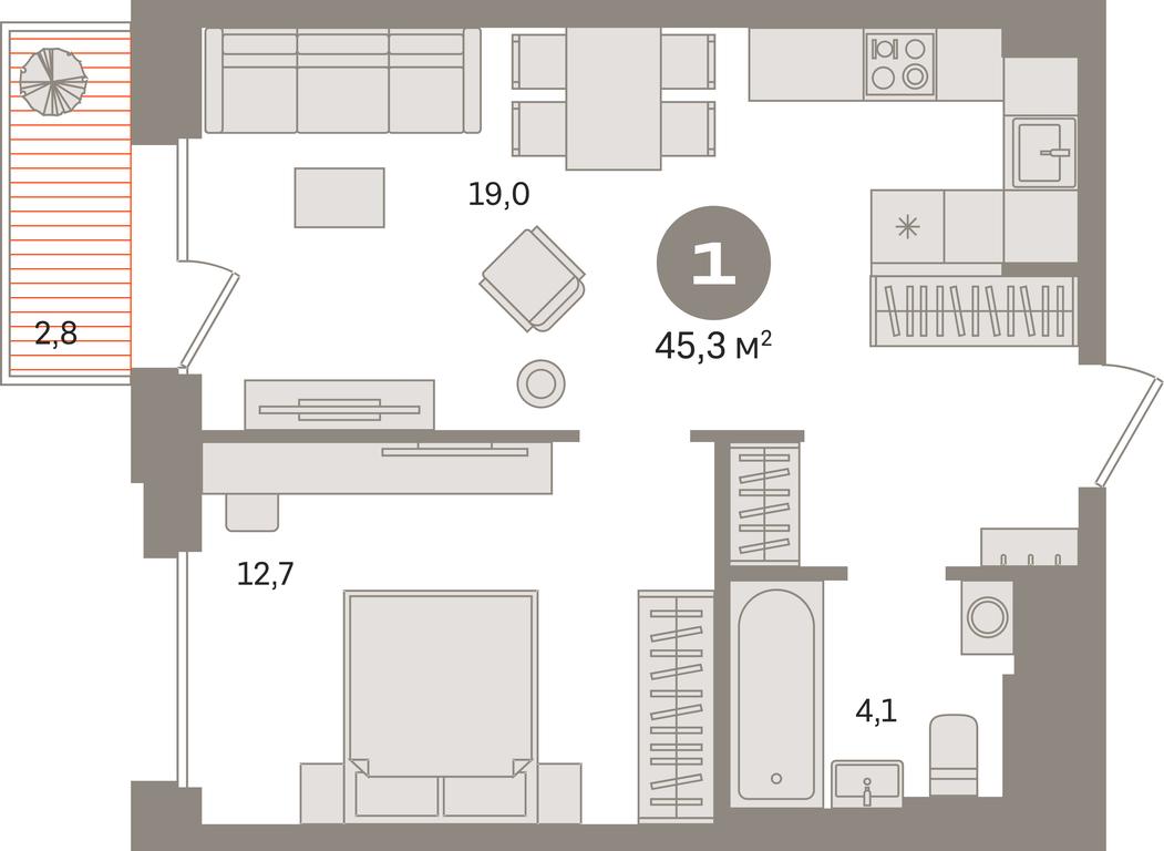1-BD Apartment Sale, 45.3 sq. m. at Kvartal Gercena, zhiloy kompleks Kvartal Gertsena, Moscow, Russia #1 1-BD Apartment Sale, 45.3 sq. m. at Kvartal Gercena, zhiloy kompleks Kvartal Gertsena, Moscow, Russia #1