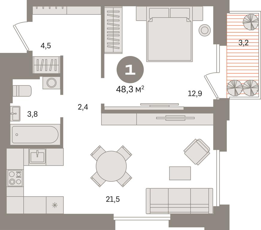 1-BD Apartment Sale, 48.3 sq. m. at Kvartal Gercena, zhiloy kompleks Kvartal Gertsena, Moscow, Russia #1 1-BD Apartment Sale, 48.3 sq. m. at Kvartal Gercena, zhiloy kompleks Kvartal Gertsena, Moscow, Russia #1