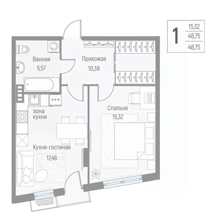 Apartment Sale, 48.9 sq. m. at Elyon, zhiloy kompleks Elyon, derevnya Kryukovo, Odintsovskiy Urban District, Moscow Region, Russia #1 Apartment Sale, 48.9 sq. m. at Elyon, zhiloy kompleks Elyon, derevnya Kryukovo, Odintsovskiy Urban District, Moscow Region, Russia #1