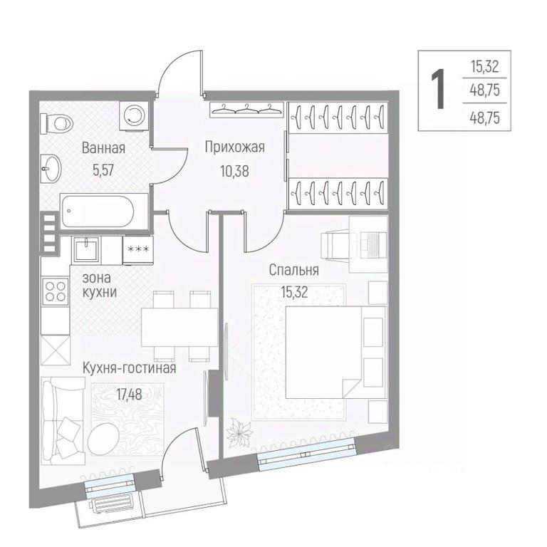 Apartment Sale, 48.9 sq. m. at Elyon, zhiloy kompleks Elyon, derevnya Kryukovo, Odintsovskiy Urban District, Moscow Region, Russia #2 Apartment Sale, 48.9 sq. m. at Elyon, zhiloy kompleks Elyon, derevnya Kryukovo, Odintsovskiy Urban District, Moscow Region, Russia #2