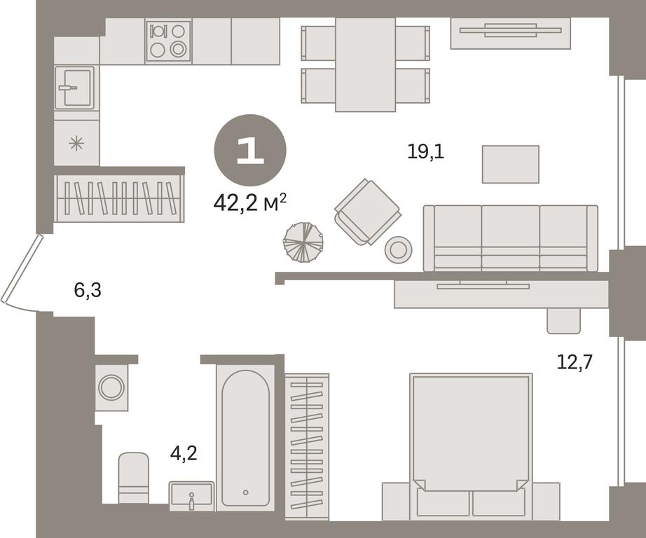 1-BD Apartment Sale, 42.2 sq. m. at Kvartal Gercena, zhiloy kompleks Kvartal Gertsena, Moscow, Russia #1 1-BD Apartment Sale, 42.2 sq. m. at Kvartal Gercena, zhiloy kompleks Kvartal Gertsena, Moscow, Russia #1