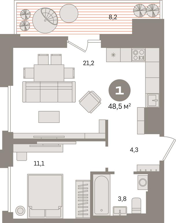 1-BD Apartment Sale, 48.5 sq. m. at Kvartal Gercena, zhiloy kompleks Kvartal Gertsena, Moscow, Russia #1 1-BD Apartment Sale, 48.5 sq. m. at Kvartal Gercena, zhiloy kompleks Kvartal Gertsena, Moscow, Russia #1