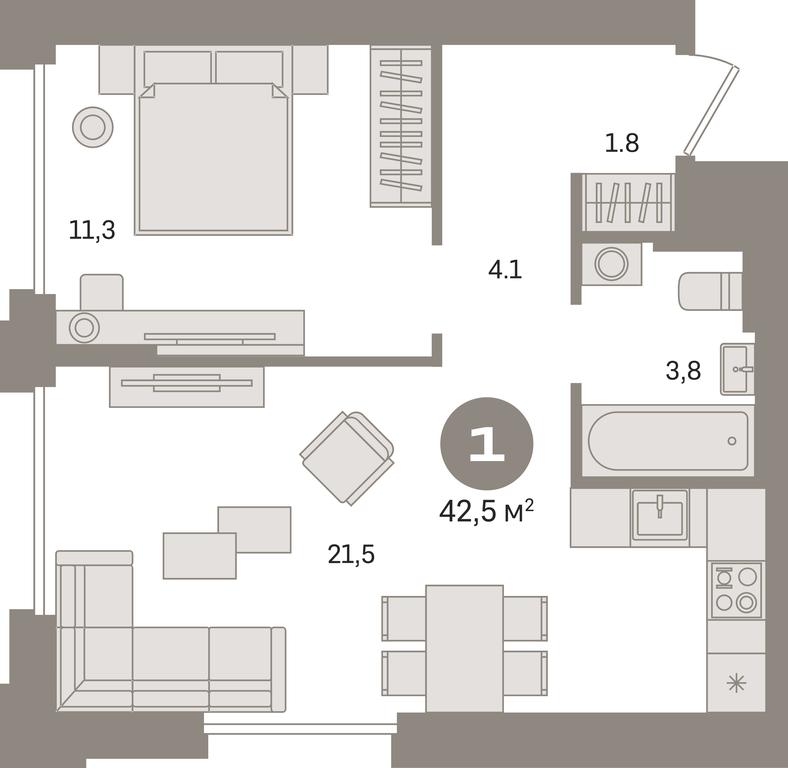 1-BD Apartment Sale, 42.5 sq. m. at Kvartal Gercena, zhiloy kompleks Kvartal Gertsena, Moscow, Russia #1 1-BD Apartment Sale, 42.5 sq. m. at Kvartal Gercena, zhiloy kompleks Kvartal Gertsena, Moscow, Russia #1