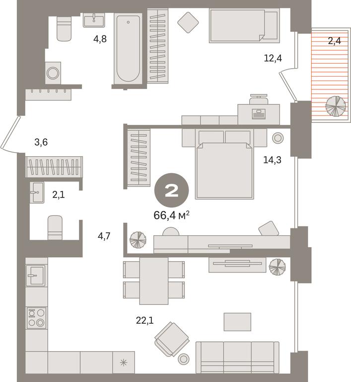 2-BD Apartment Sale, 66.4平方米 at Kvartal Gercena, zhiloy kompleks Kvartal Gertsena, Moscow, Russia #1 2-BD Apartment Sale, 66.4平方米 at Kvartal Gercena, zhiloy kompleks Kvartal Gertsena, Moscow, Russia #1