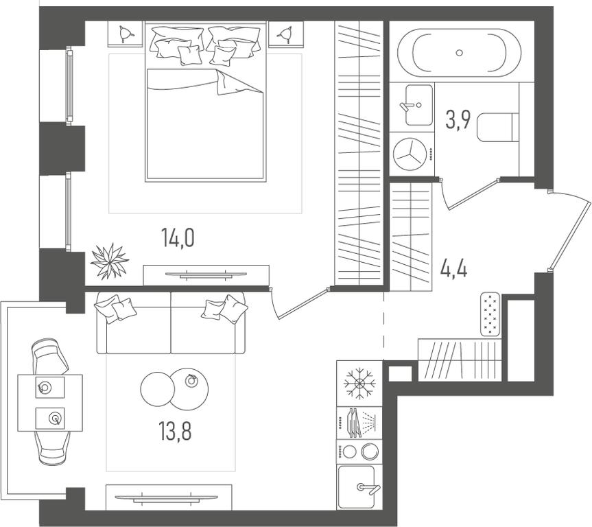 1-BD Apartment Sale, 36.1平方米 at Pave, 2nd Paveletsky Drive, Moscow, Russia #2 1-BD Apartment Sale, 36.1平方米 at Pave, 2nd Paveletsky Drive, Moscow, Russia #2