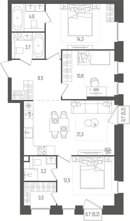 3-BD Apartment Sale, 82.2平方米 at Pave, 2nd Paveletsky Drive, Moscow, Russia #1 3-BD Apartment Sale, 82.2平方米 at Pave, 2nd Paveletsky Drive, Moscow, Russia #1