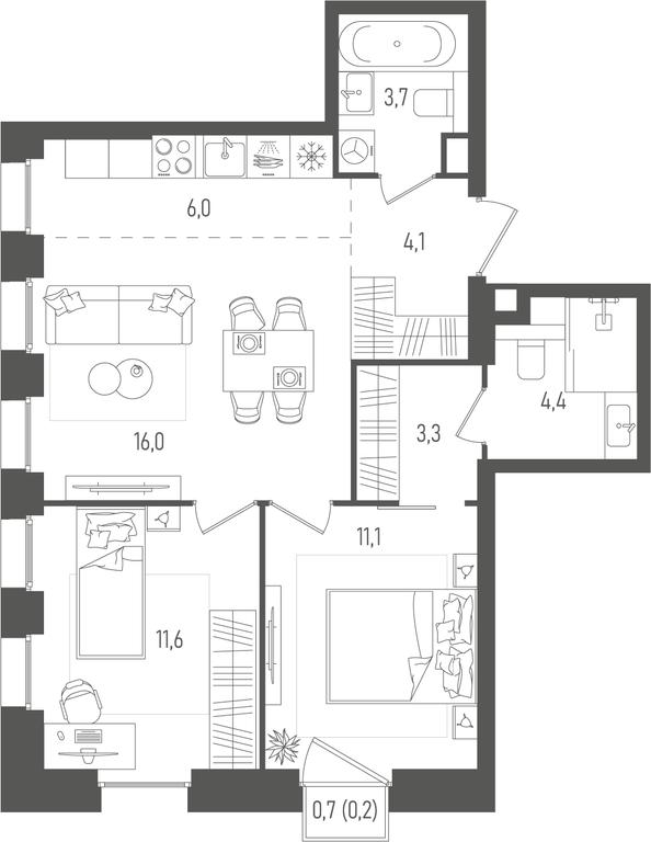 2-BD Apartment Sale, 60.4 sq. m. at Pave, 2nd Paveletsky Drive, Moscow, Russia #1 2-BD Apartment Sale, 60.4 sq. m. at Pave, 2nd Paveletsky Drive, Moscow, Russia #1