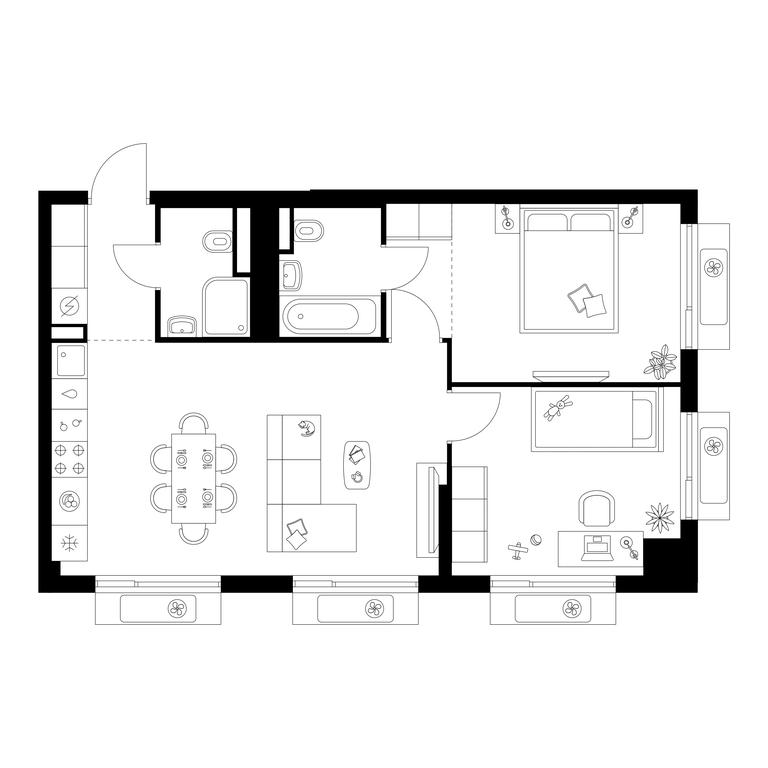 2-BD Apartment Sale, 61.2 sq. m. at Altufevskoe 53, Алтуфьевское шоссе, 53с11, Москва, Россия #1 2-BD Apartment Sale, 61.2 sq. m. at Altufevskoe 53, Алтуфьевское шоссе, 53с11, Москва, Россия #1