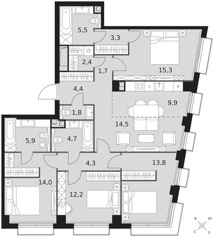 5-BD Apartment Sale, 113.7 sq. m. at Sydney City, Shenogina Street, 2, Moscow, Russia #1 5-BD Apartment Sale, 113.7 sq. m. at Sydney City, Shenogina Street, 2, Moscow, Russia #1