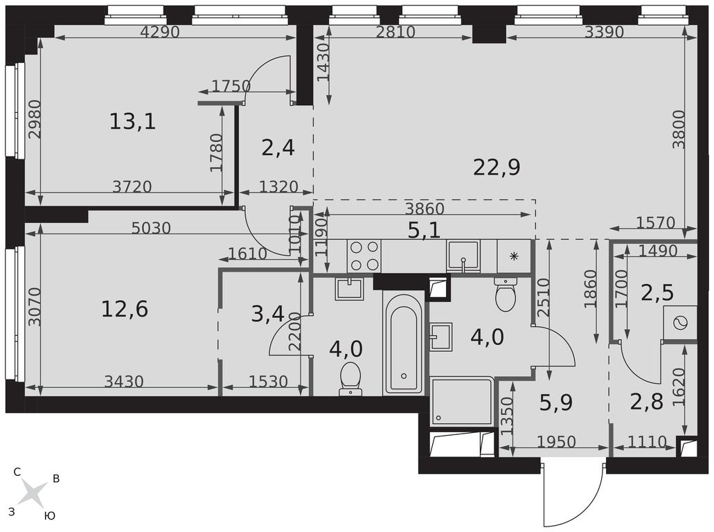 3-BD Apartment Sale, 78.7 sq. m. at Sydney City, Shenogina Street, 2, Moscow, Russia #2