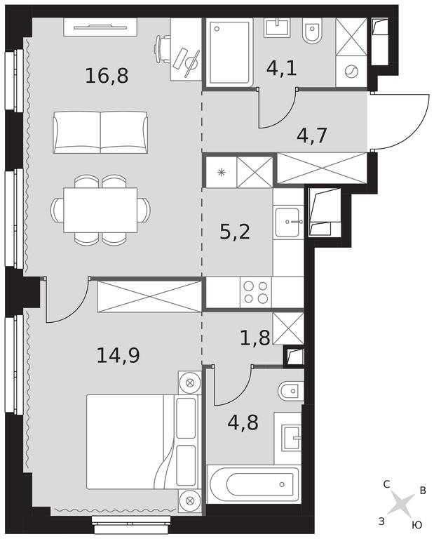 2-BD Apartment Sale, 52.3 sq. m. at Sydney City, Shenogina Street, 2, Moscow, Russia #1