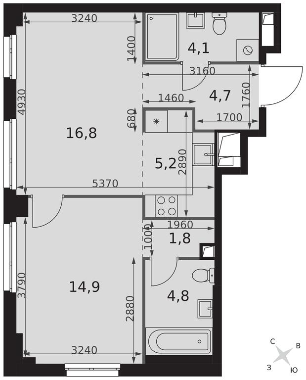 2-BD Apartment Sale, 52.3 sq. m. at Sydney City, Shenogina Street, 2, Moscow, Russia #2