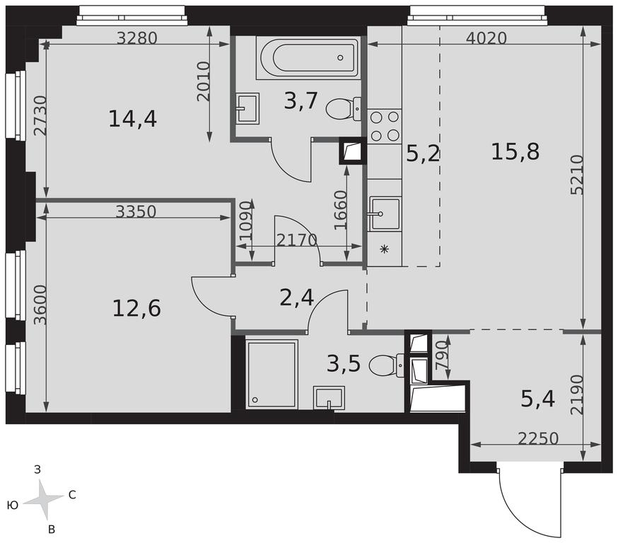 3-BD Apartment Sale, 63 sq. m. at Sydney City, Shenogina Street, 2, Moscow, Russia #2