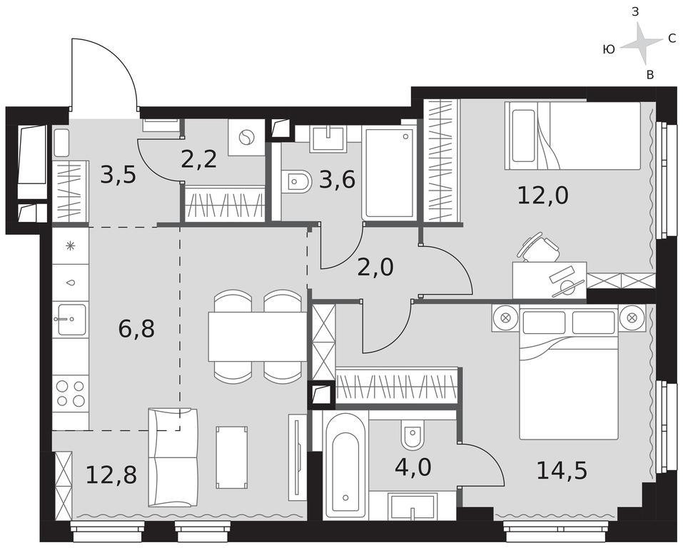 3-BD Apartment Sale, 61.4平方米 at Sydney City, Shenogina Street, 2, Moscow, Russia #1 3-BD Apartment Sale, 61.4平方米 at Sydney City, Shenogina Street, 2, Moscow, Russia #1