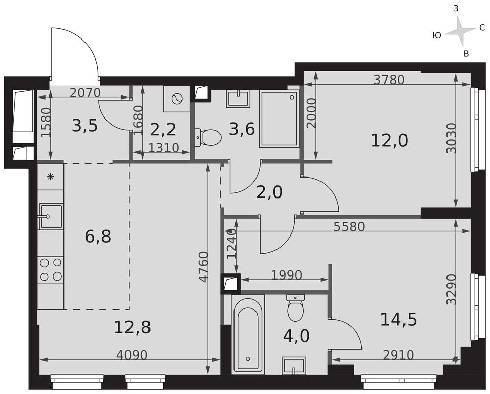 3-BD Apartment Sale, 61.4平方米 at Sydney City, Shenogina Street, 2, Moscow, Russia #2 3-BD Apartment Sale, 61.4平方米 at Sydney City, Shenogina Street, 2, Moscow, Russia #2