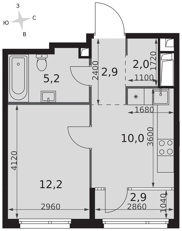 1-BD Apartment Sale, 35.2平方米 at Sydney City, Shenogina Street, 2, Moscow, Russia #2