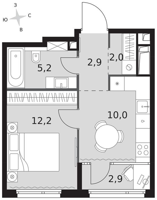 1-BD Apartment Sale, 35.2平方米 at Sydney City, Shenogina Street, 2, Moscow, Russia #1