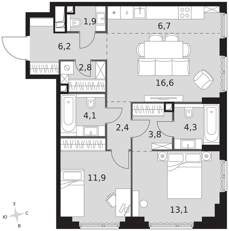 3-BD Apartment Sale, 73.8平方米 at Sydney City, Shenogina Street, 2, Moscow, Russia #1 3-BD Apartment Sale, 73.8平方米 at Sydney City, Shenogina Street, 2, Moscow, Russia #1
